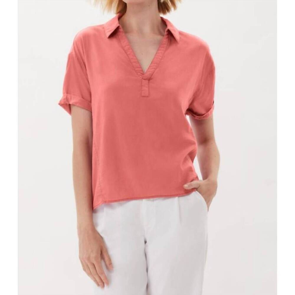 NEW ECRU new hutton garmet dyed pullover top in nantucked red